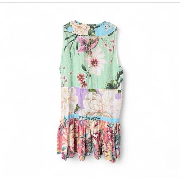 STUNNING and RARE FARM RIO MIXED FLORAL TIERED TROPICAL MINI DRESS- SIZE LARGE ( - Picture 3 of 6